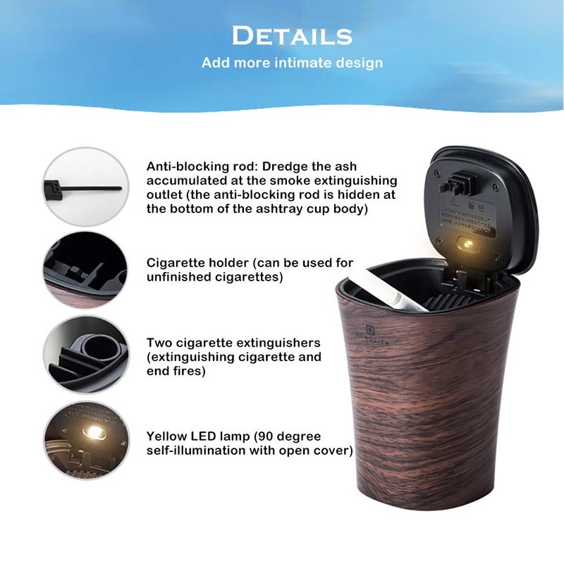 eing Car Ashtray Smokeless Vehicle Cigar Portable Ashtray Cup Holder with LED Blue Light,Automotive Supplies Solar Ashtray for Car Home Office - Image 5